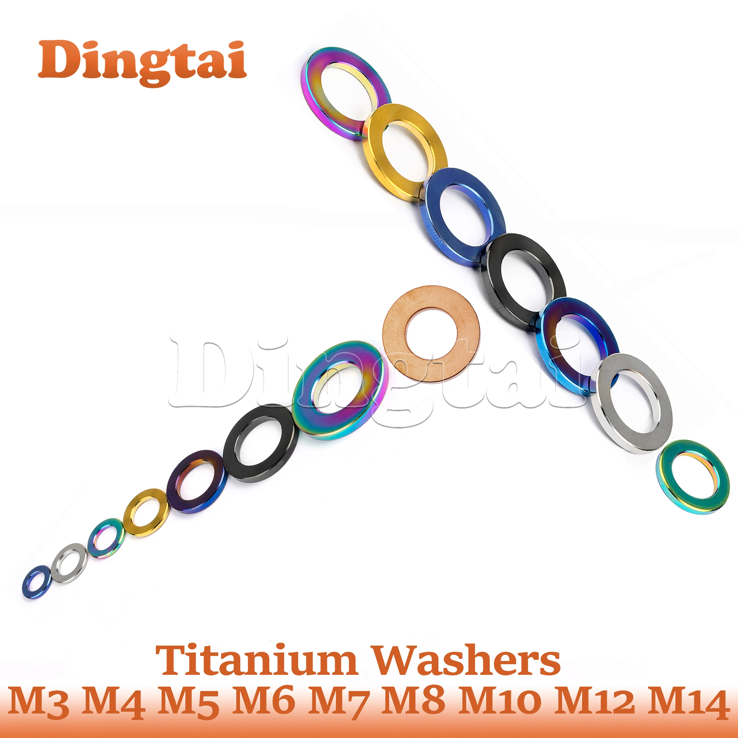 Dingtai Titanium Washers M3 M4 M5 M6 M7 M8 M10 M12 M14 Flat Spacer Gasket For Bicycle Cycling Motorcycle