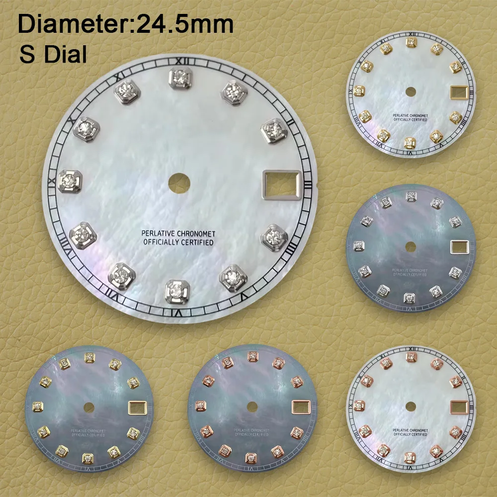 Esfera de carcasa de diamante con logotipo S de 24,5mm compatible con movimiento japonés NH05, accesorios de modificación de reloj de alta calidad
