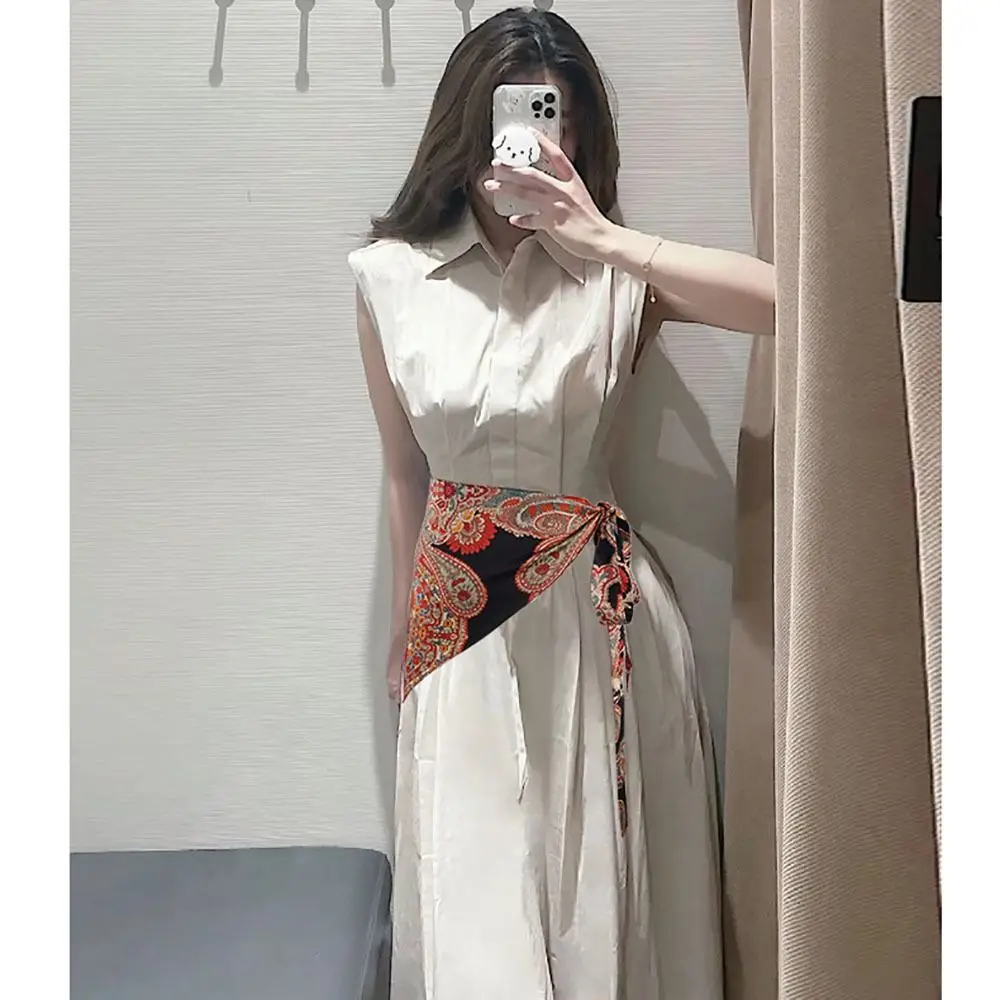 Sabuk Syal Segitiga Gaya Etnik Bohemian Ikat Pinggang Kain Cummerbund Indah Bunga untuk Mantel Jeans Gaun Rok Pakaian