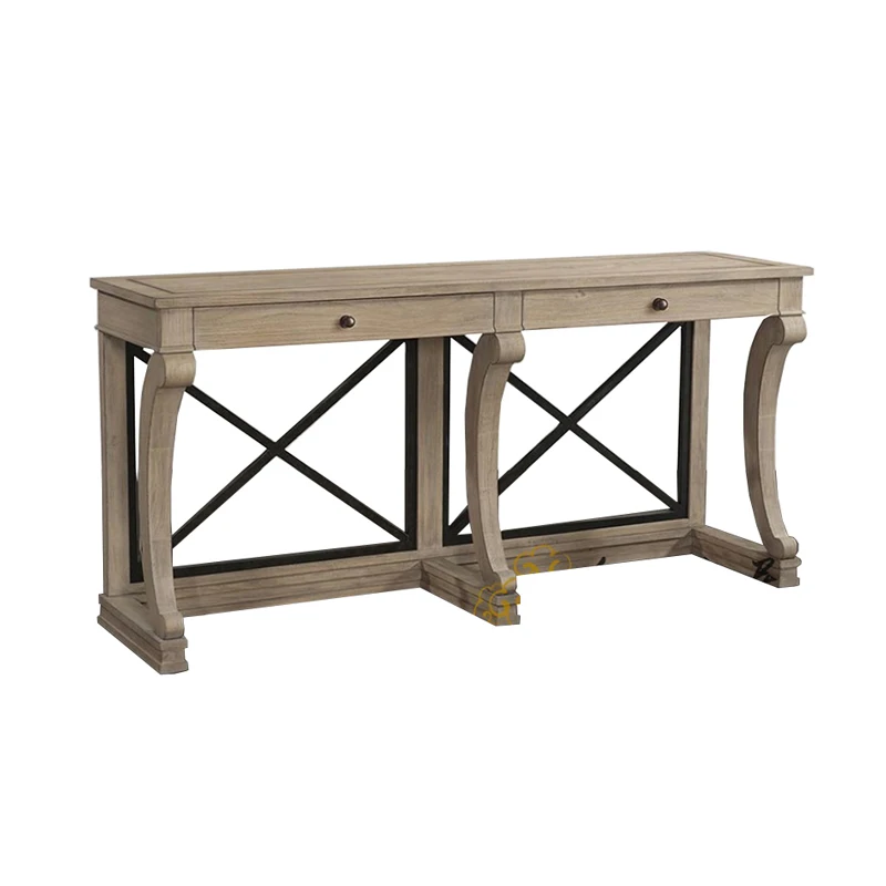

American country oak porch table, foyer table, retro computer desk, writing desk, solid wood simple desk