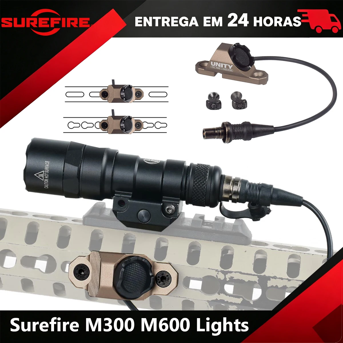 UNITY HOT Button Pressure Remote Switch Tactical SureFire M300 M600 SF Plug ML-OK Keymod Airsoft Scout LED Flashlight Light Lamp