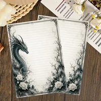 30 Sheets, B5 Dark Vintage Dragon And Rose Themed Writing Paper, Lined, No Glue, Perfect For Notebooks, Memos, And Stickers 5