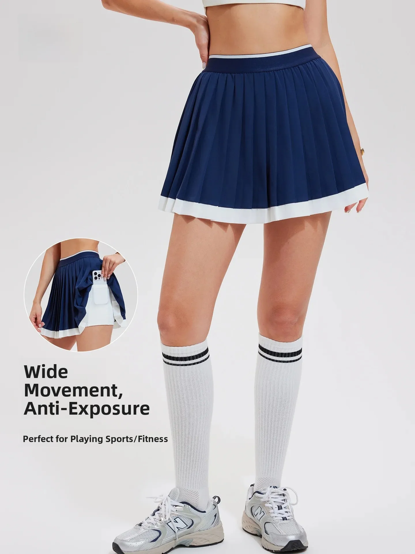 Women's Sporty  Skirt Tennis Uniform Quick Dry Yoga Fitness Skirts High Waist Elastic Waist Pleated Half Body Summer