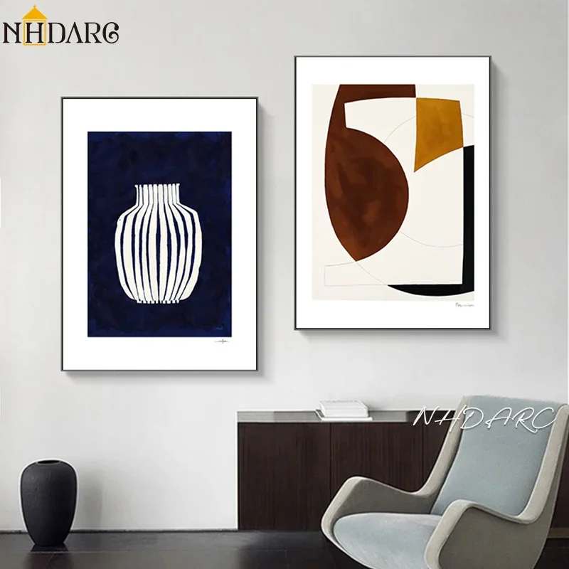1pc frameless Scandinavian Minimalist Wall Art Modern Retro Abstract Hd Canvas Painting Poster Print Home Bedroom Living Room De - view 4