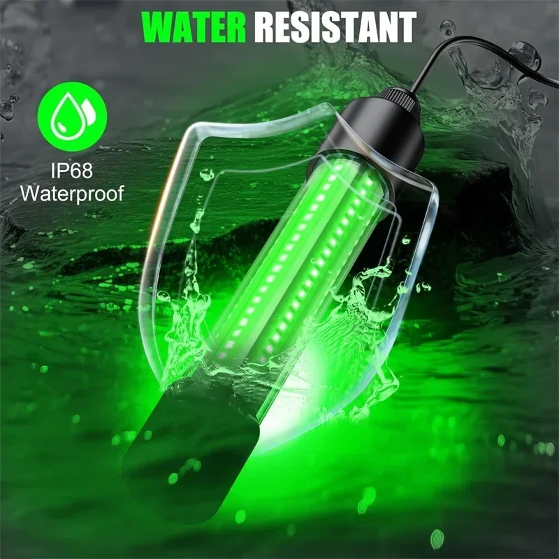 13W 1300LM for DeWalt/ Makita/Milwaukee 18V Li-ion Battery LED Underwater Fishing Light IP68 Waterproof Green Night Fishing Ligh