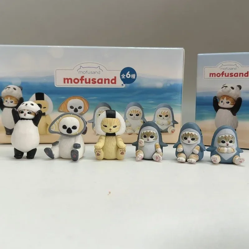 6Pcs Mofuseands Cat Dolls Toast Pandas Cat Cos Cross-Dressing Action Figure Model Toys Home Exhibit Ornaments Birthday Xmas Gift