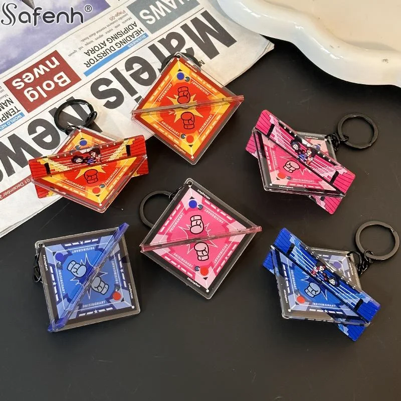 1PC Pendant Acrylic 3D Boxing Ring Keychain Creative Fighting Sports Pendant For Boxing Enthusiasts Gym Bag Car Key Accesso Gift