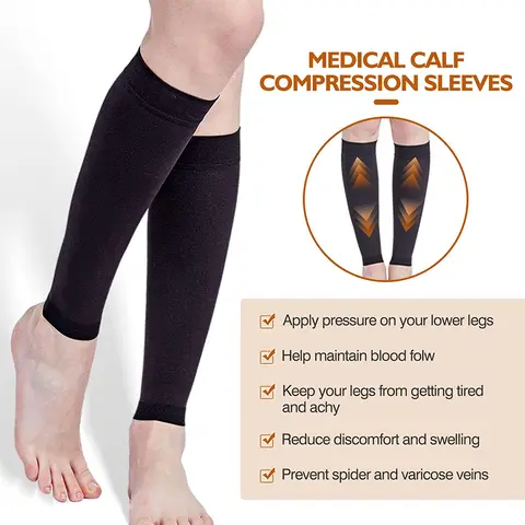 New 1Pair 20-30Mmhg Leg Sleeve Socks Calf Compression Sleeves For Men Women Shin Splint Relief Vein Fatigue Support