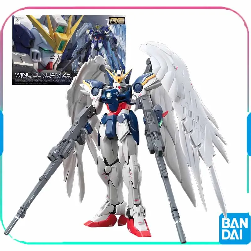 Bandai Original RG 1/144 17 XXXG-00W0 WING GUNDAM ZERO EW Anime Action Figure Assembly Model Toys Collectible Model Ornaments