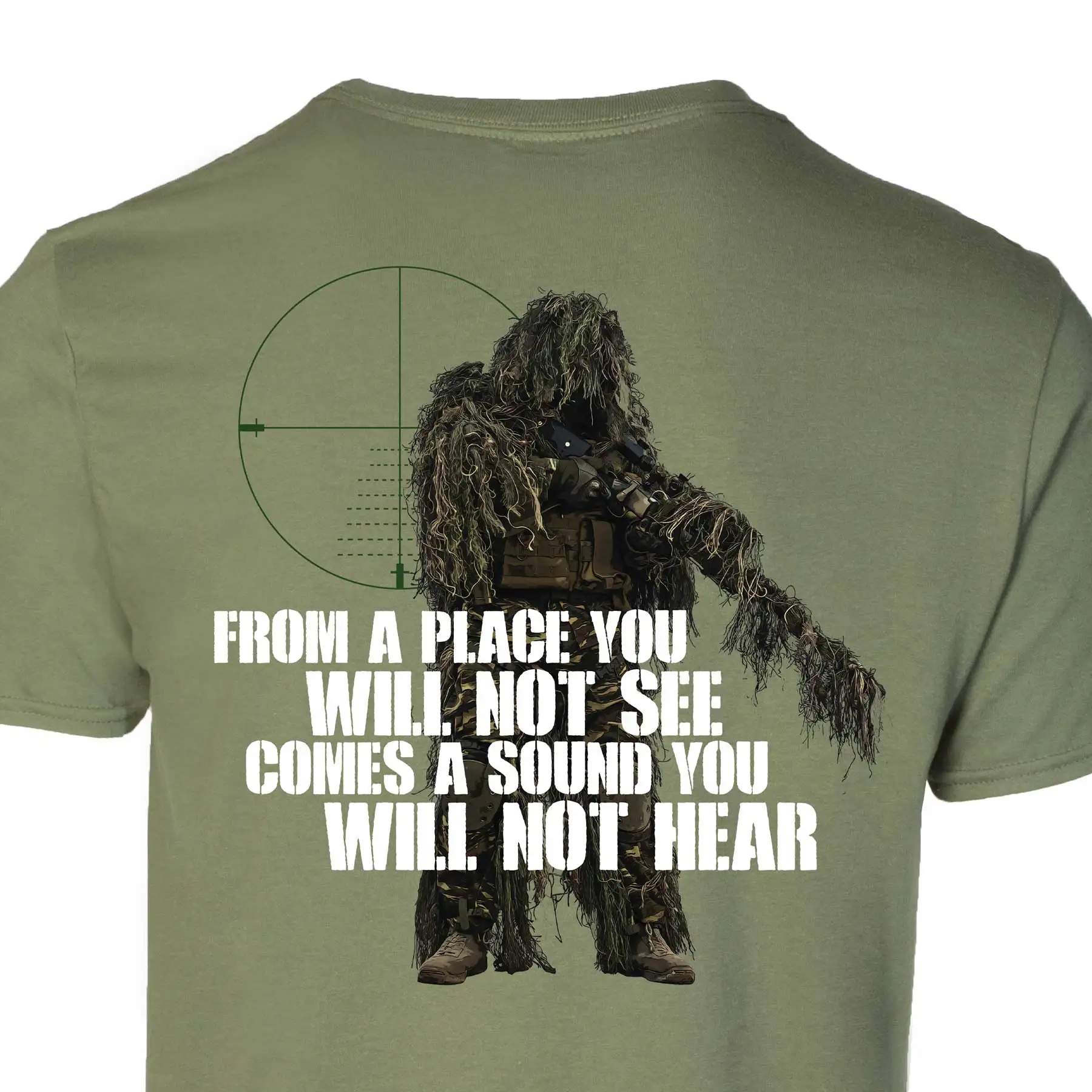 From A Place You Will Not See. US Marine Corps Sniper T-Shirt 100% Cotton O-Neck Short Sleeve Casual Mens T-shirt Size S-3XL