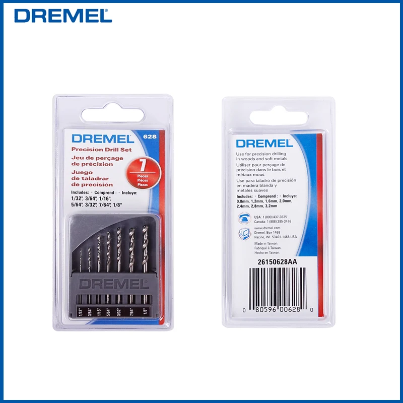 dremel 62801 precision pcs drill bit conjunto 08 mm32 mm trabalho de perfuracao para madeira com moedor eletrico dremel 01