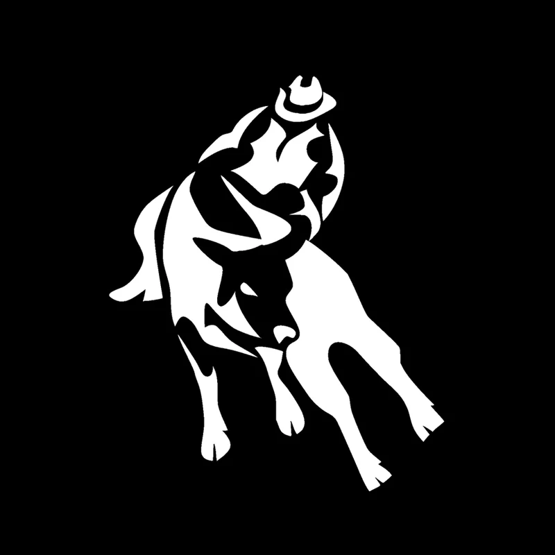 Car Stickers Funny Riding Bullfighting Decoration Cowboy Fitness PVC Car Stickers Extreme Sports Graphics Black/white,14cm*11cm