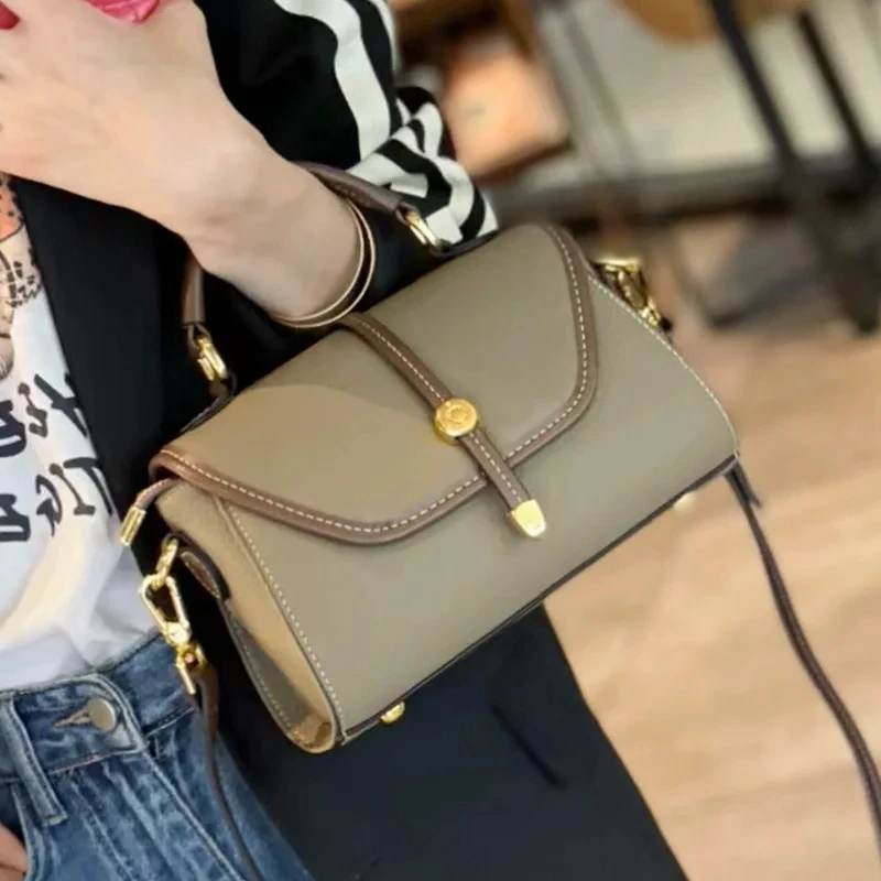 Genuine Leather Women\'s High Quality Shoulder Handbag Ladies\' Cow Leather Small Casual Crossbody Bag Soft Leather Tote Bag