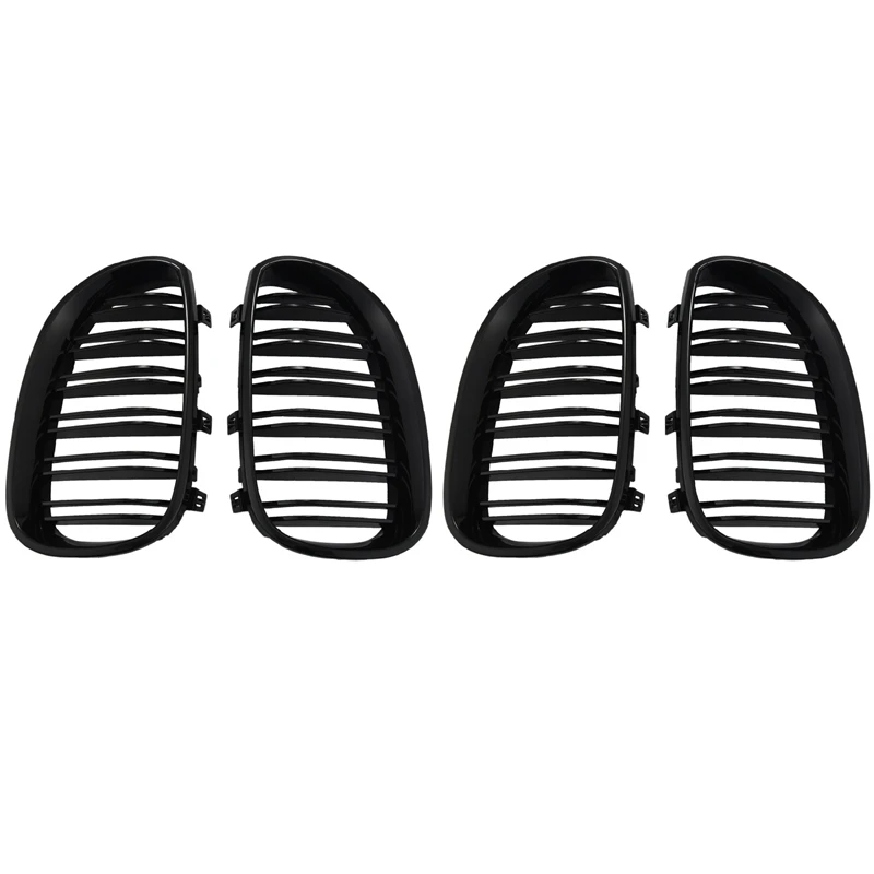 2X Gloss Black Car Front Kidney Grille Grill For BMW 5 Series E60 E61 M5 520I 535I 550I 2003-2010 Sedan