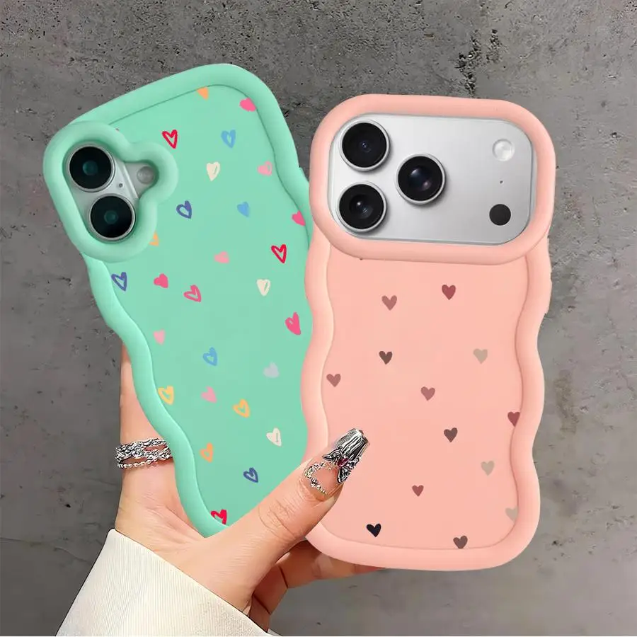 

Чехол для iPhone 12, 8, 17 Air 15 Plus XR 14 16 Pro Max 13 11, мягкий чехол для телефона с цветными сердечками