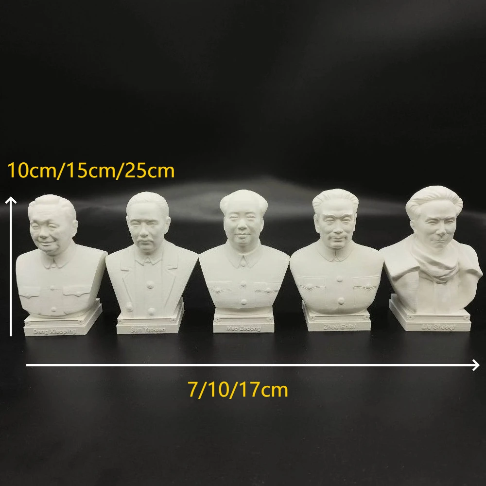 Sun Yat-sen Deng Xiaoping Zhou Enlai Mao Zedong Statue Ornaments Resin Blank Bust Model DIY Coloring Figurines Craft 10/15/25cm