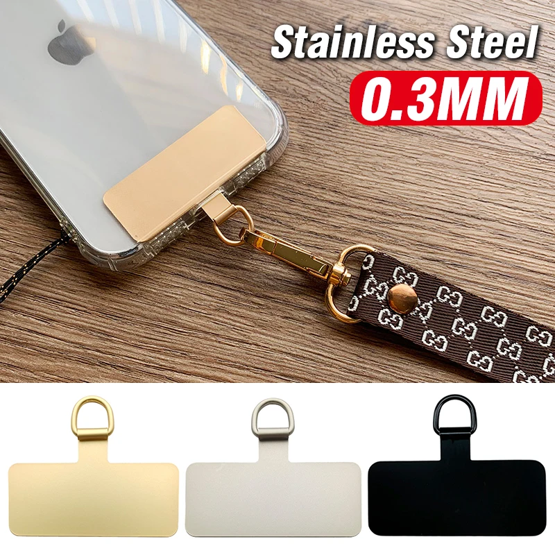 0.3mm Ultra ince Metal telefon kılıfı L anyard klip evrensel paslanmaz çelik kart cep telefonu asılı parça yama sapan urgan Tab