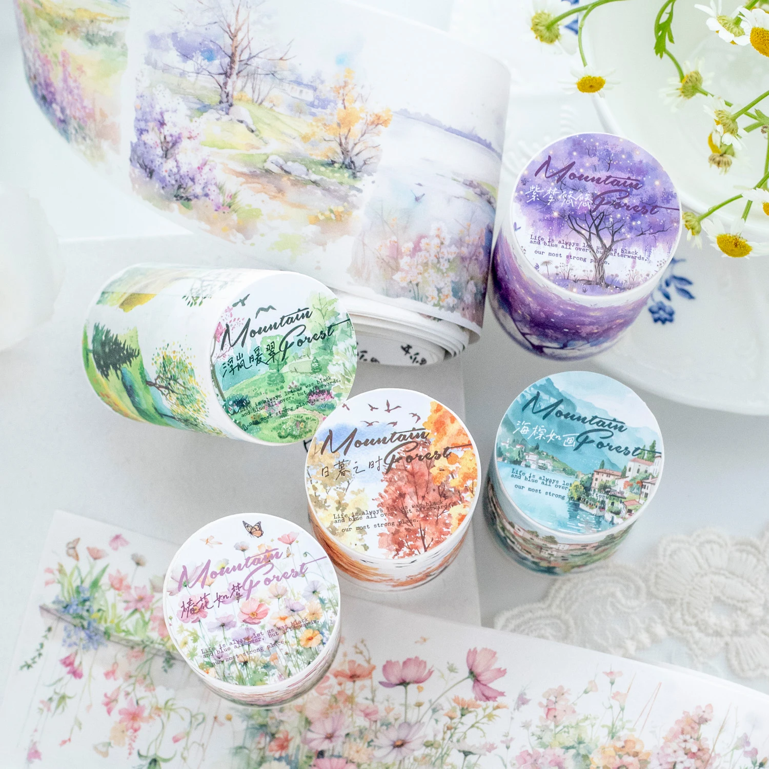 

65mm*200cm Walk in The Woods Series Vintage Plant Landscaping Washi Tape Creative DIY Journal Material Collage Stationery