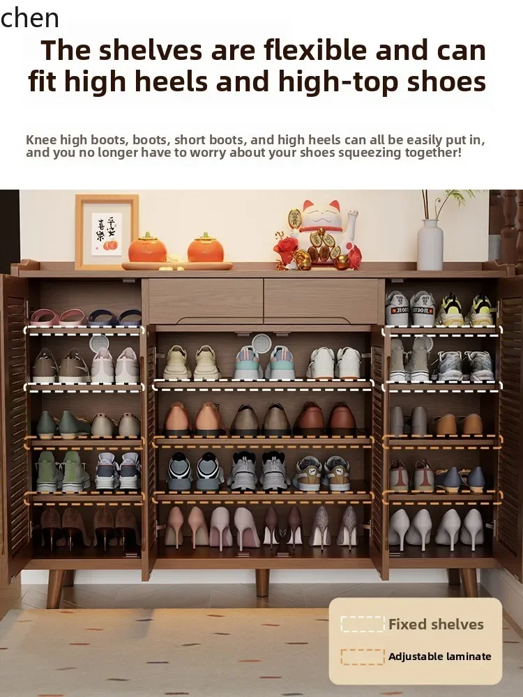 solid wood shoe cabinet breathable and moisture-proof entrance storage small apartment indoor laminate