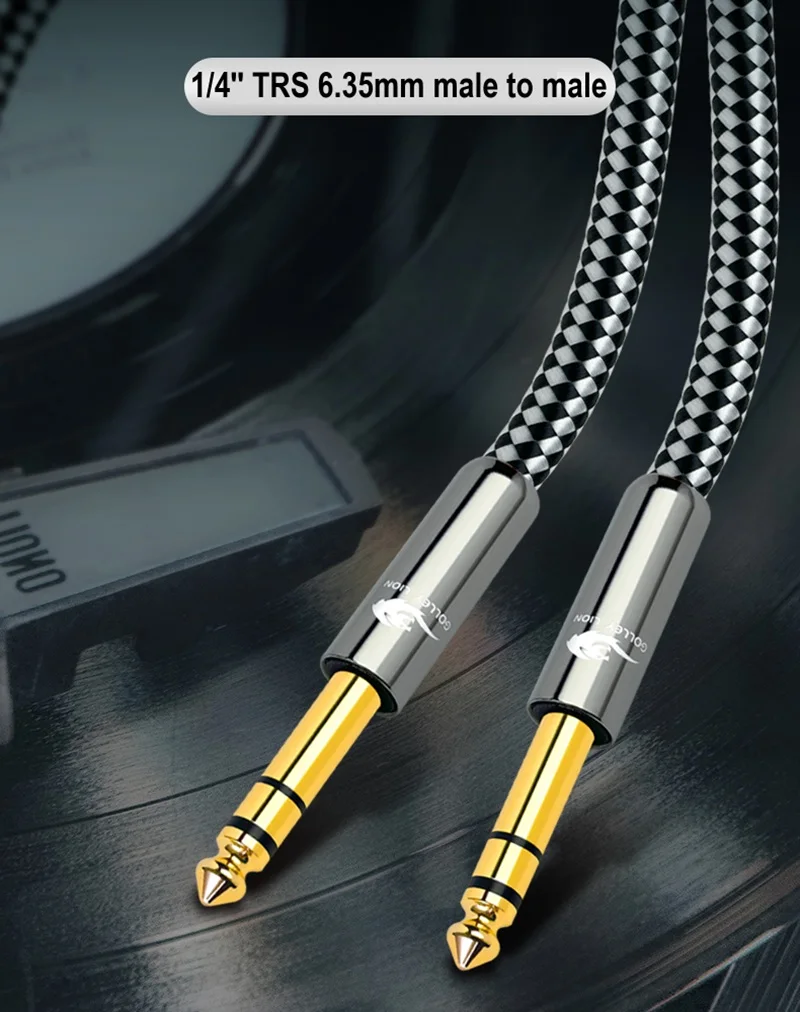 1/4 Inch TRS 6.35mm Male to Male Stereo Audio Cable for Amplifier Mixer Instrument Guitar Basses Interconnect Shielded Cords