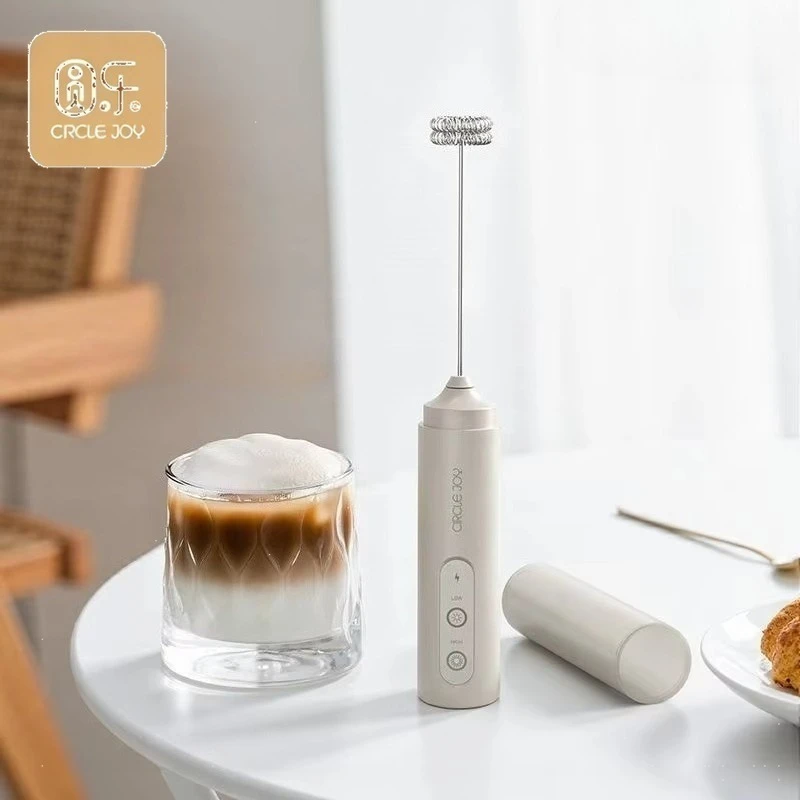 CIRCLE JOY Electric Milk Frother Portable Coffee Milk Frother Whisk for Cooking Egg Mixture Stirrer Electric Egg Beater