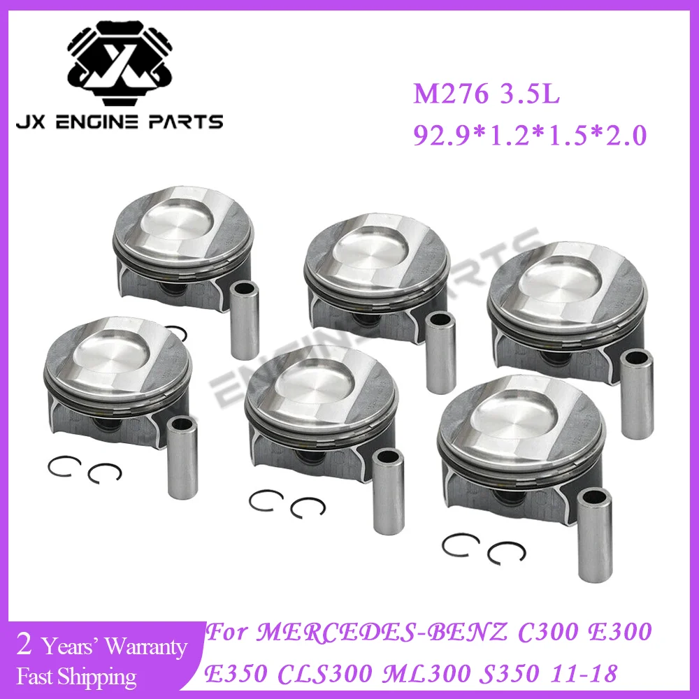 M276 Engine Piston & Piston Ring Set For Mercedes-Benz 3.5 C300 C350 E300 CLS300 ML300 GLE350 GLK350 R350 S350 SL350 SLK350 3.5L