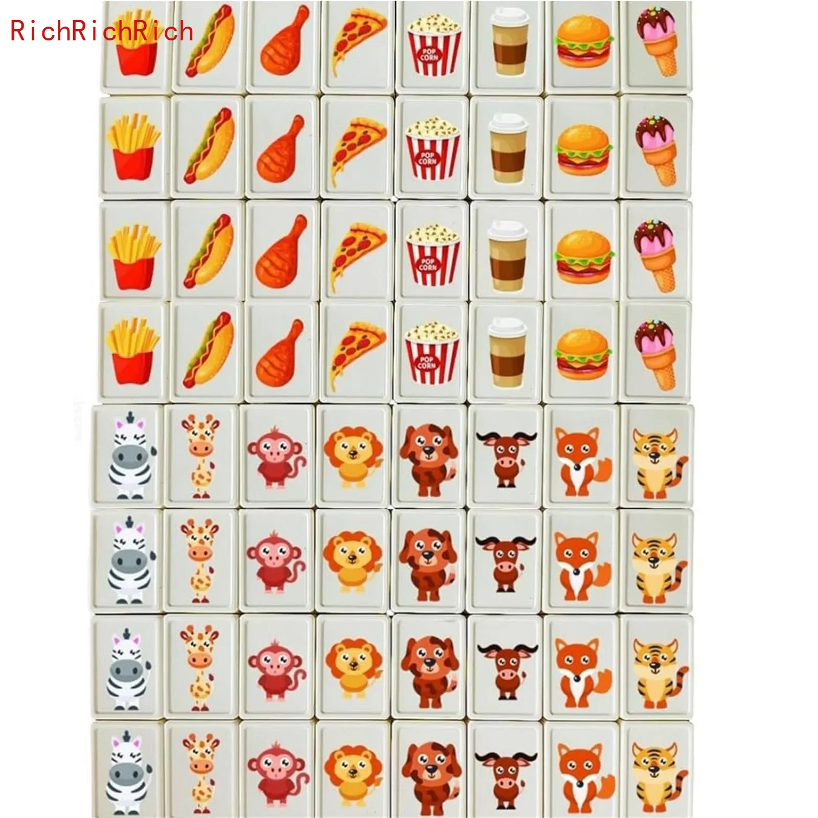 65 Tiles 30mm Seaside Game Blocks Tiles Escape Game for Kids in ABS Plastic Game Set with 4 DIY Stickers Plastic Mahjong Style