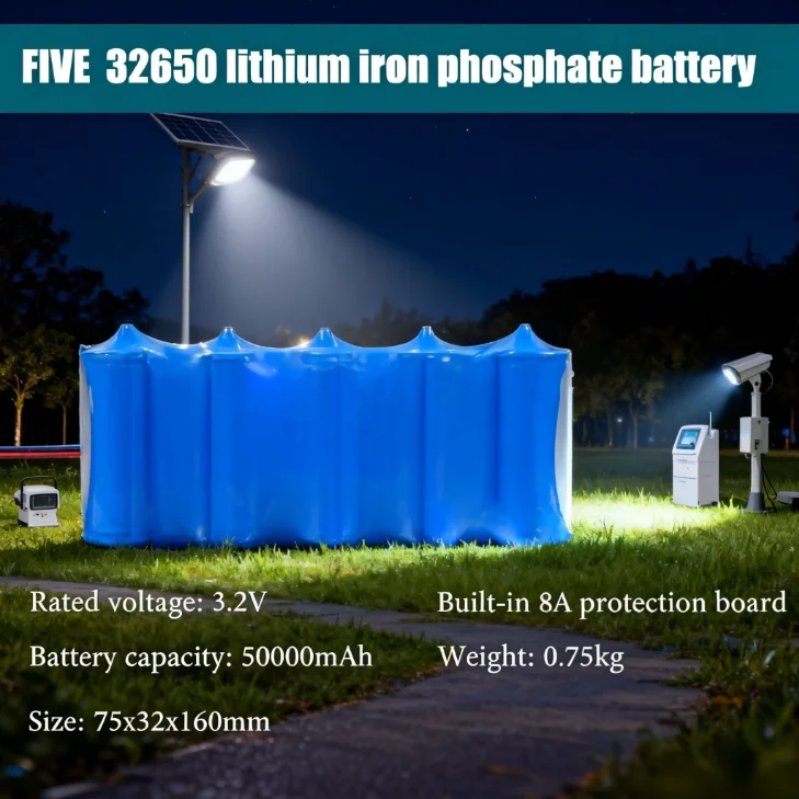 3.2V 32650 LiFePO4 Battery Lithium Iron Battery Pack for Solar Street Lamp, Floodlight, Outdoor Lighting,Monitor,Medical Devices
