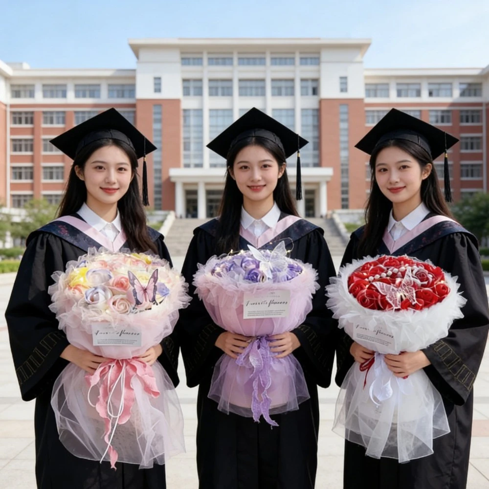 

Букет из 19 искусственных роз с шелковыми элементами для выпускного сезона, подарок студенту