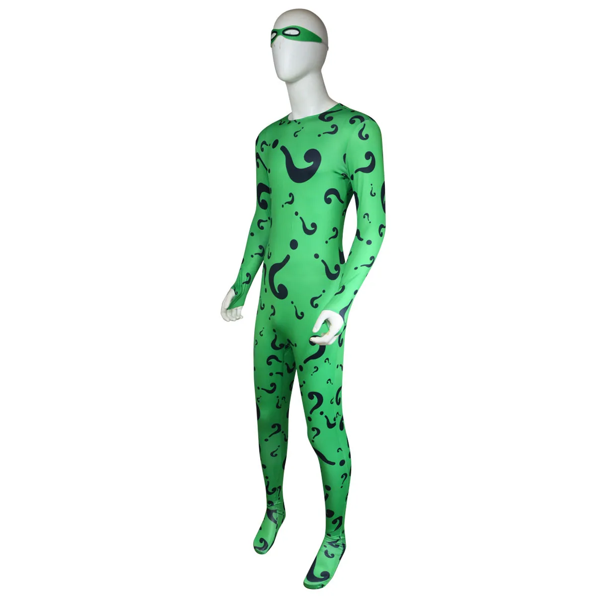 Movie Riddler Green Jumpsuit Edward Nigma Cosplay Costume Man Halloween Carnival Cosplay Riddler Customized Clothes