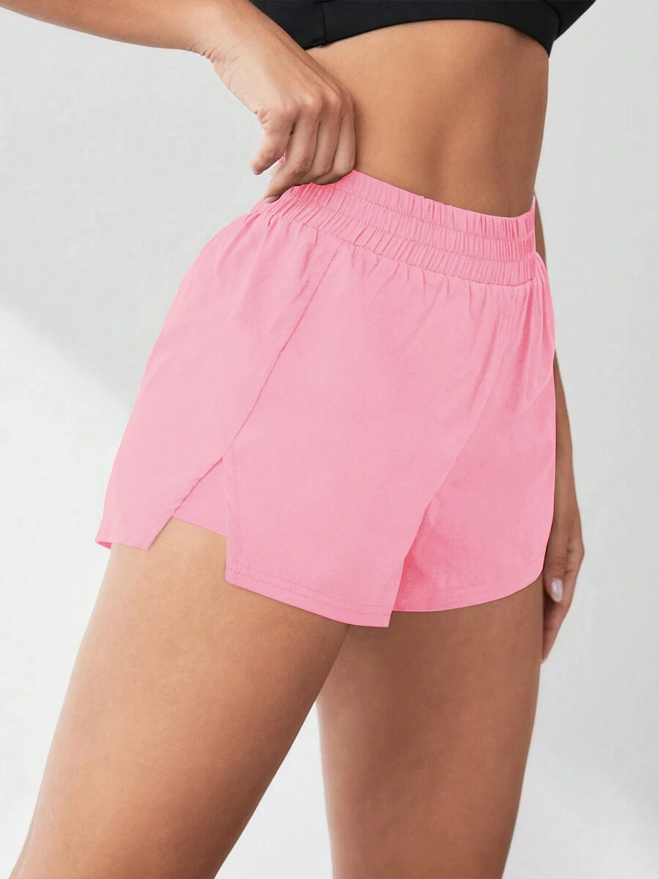 2026 Neuer Stil Faux-Zweiteiler Anti-Exposure Yoga-Shorts Sportshorts Lauf-Fitness-Tennis-Freizeit-Basic-Sporthose für Damen – Detail 6