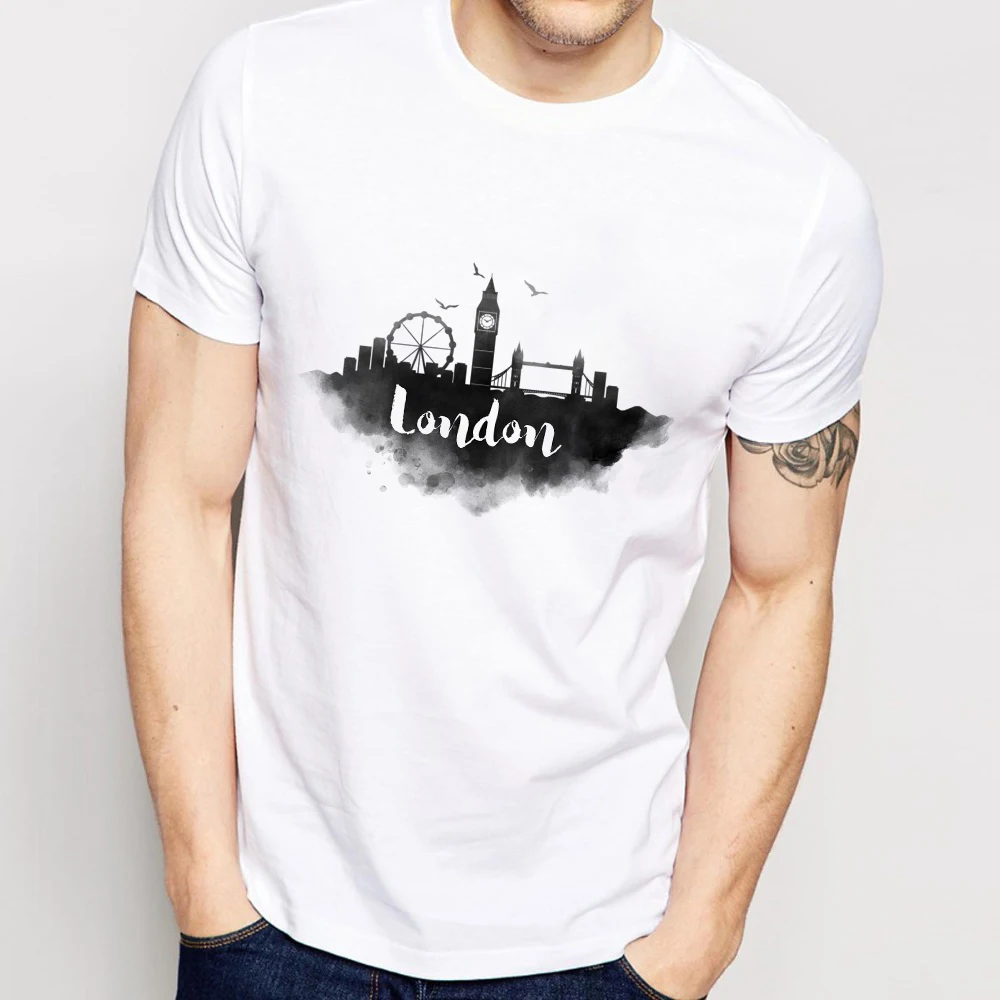 Ink City Madrid Lisboa Прага Вена Варшава Лондон Амстердам, футболка в чернильном стиле, короткая повседневная дышащая футболка с принтом, футболка унисекс