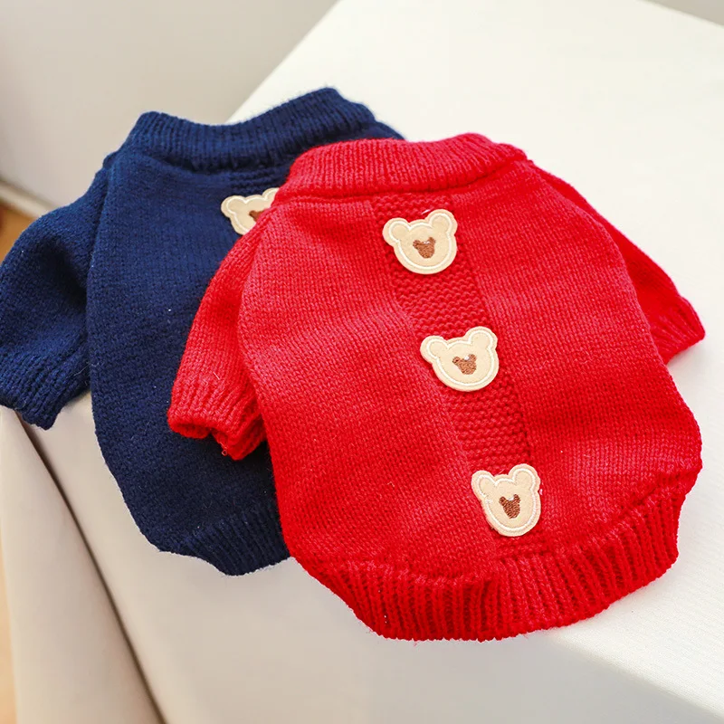 Pet Christmas Sweater Dog Base Knit Sweater Cat Clothing Soft Cookie Teddy Bear Sweaters Autumn and Winter Puppy Clothes