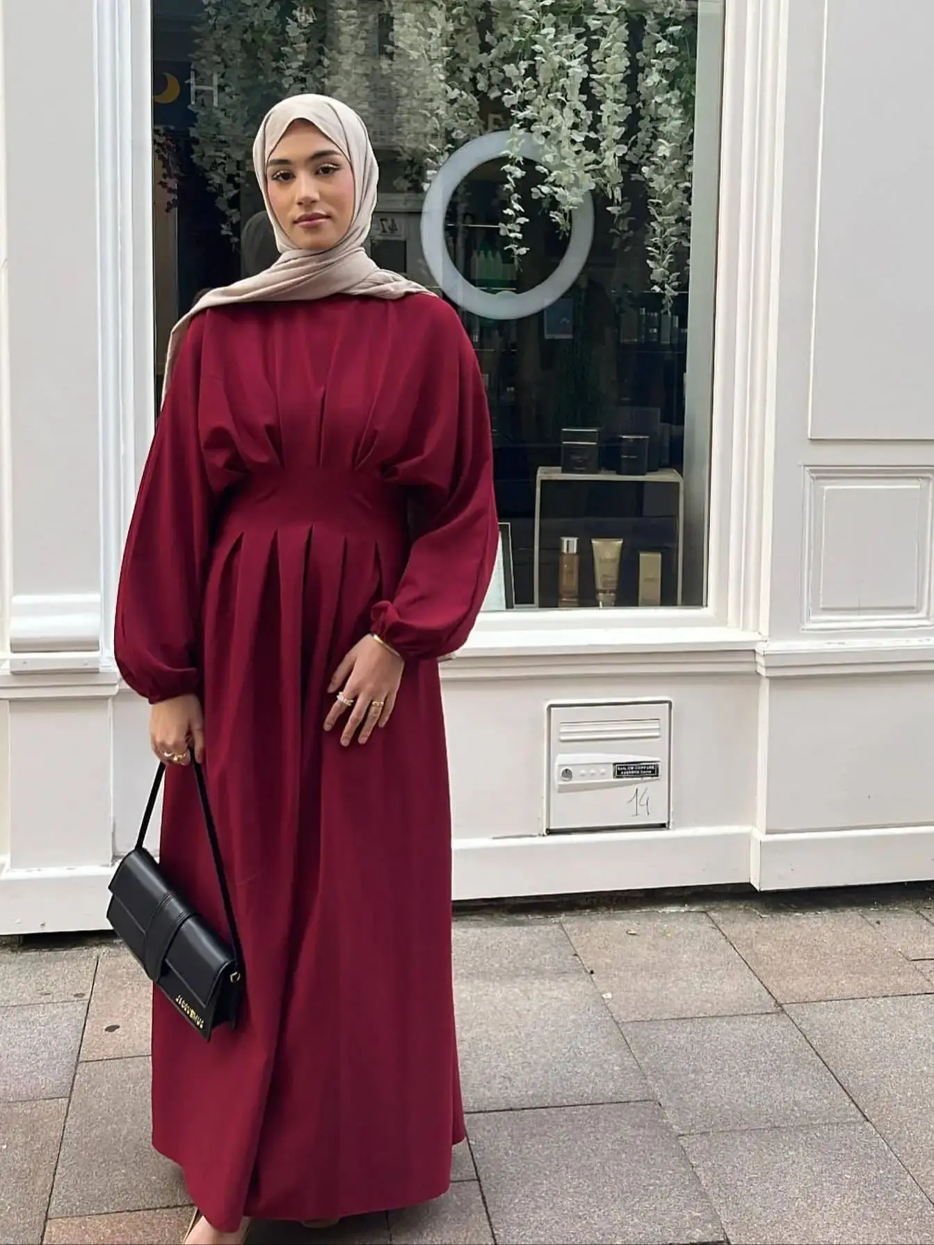 Fashion Jazz Muslim Dress Elastic Cuff Sleeve Robe Female Full Length Umbrella Dubai Modest Abaya Women Muslim Dress wy2028