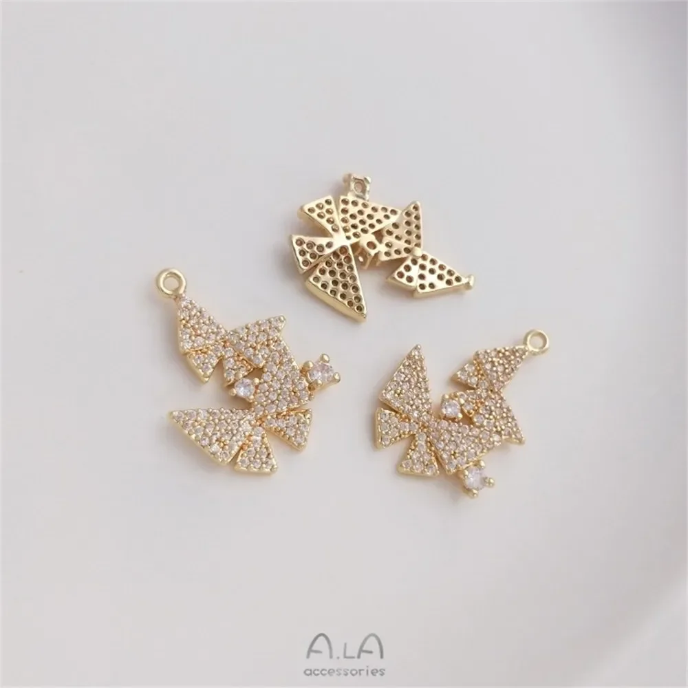 

Micro-set Zirconium 14K Gold Zirconia Butterfly Pendant Series Fashion Pendant Bracelet Necklace Earrings Charm K358