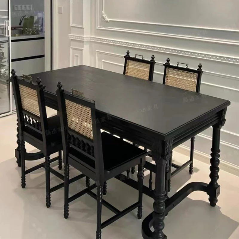 A Solid wood dining table French retro dining table B & B medieval restaurant rectangular table