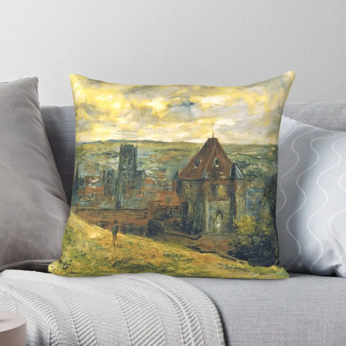 Dieppe 1882 Claude Monet Square Pillowcase Polyester Linen Velvet Pattern Zip Decor Throw Pillow Case Car Cushion Cover