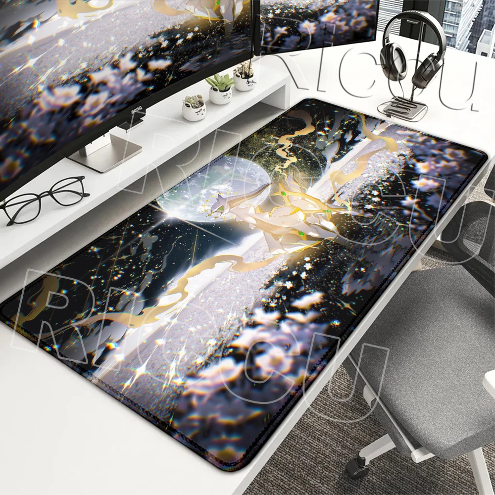 Pokemon Arceus Mouse Pads PC Computer Keyboard Protection Desk Mats Extended Office Accessories Stitched Edge Rubber Nonslip Rug
