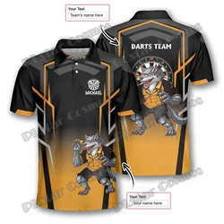 Darts Wolf Orange Black Personalized Darts 3D Printed Fashion Men's Polo Shirts Summer Casual Unisex Premium Polo Shirt PLP41