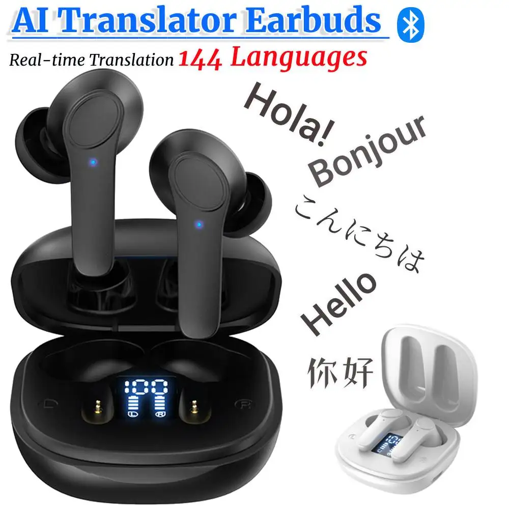 144 Languages Real Time Translator Earbuds 4 Translation Mode Wireless BT Translation Earphones Earbuds For Business Travel