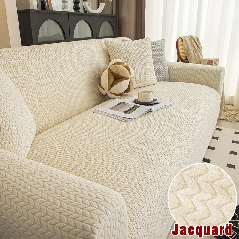 Stretch Sofa Slipcovers Jacquard Non-slip Dustproof Armchair Couch Cover L Shape Corner Sofa Furniture Protector for Kids Pets