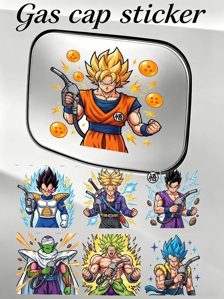 

DRAGON BALL Super Saiyan Goku Vegeta Personality Car Fuel Cap Sticker Universal Vehicle Fuel Tank Cover Decal