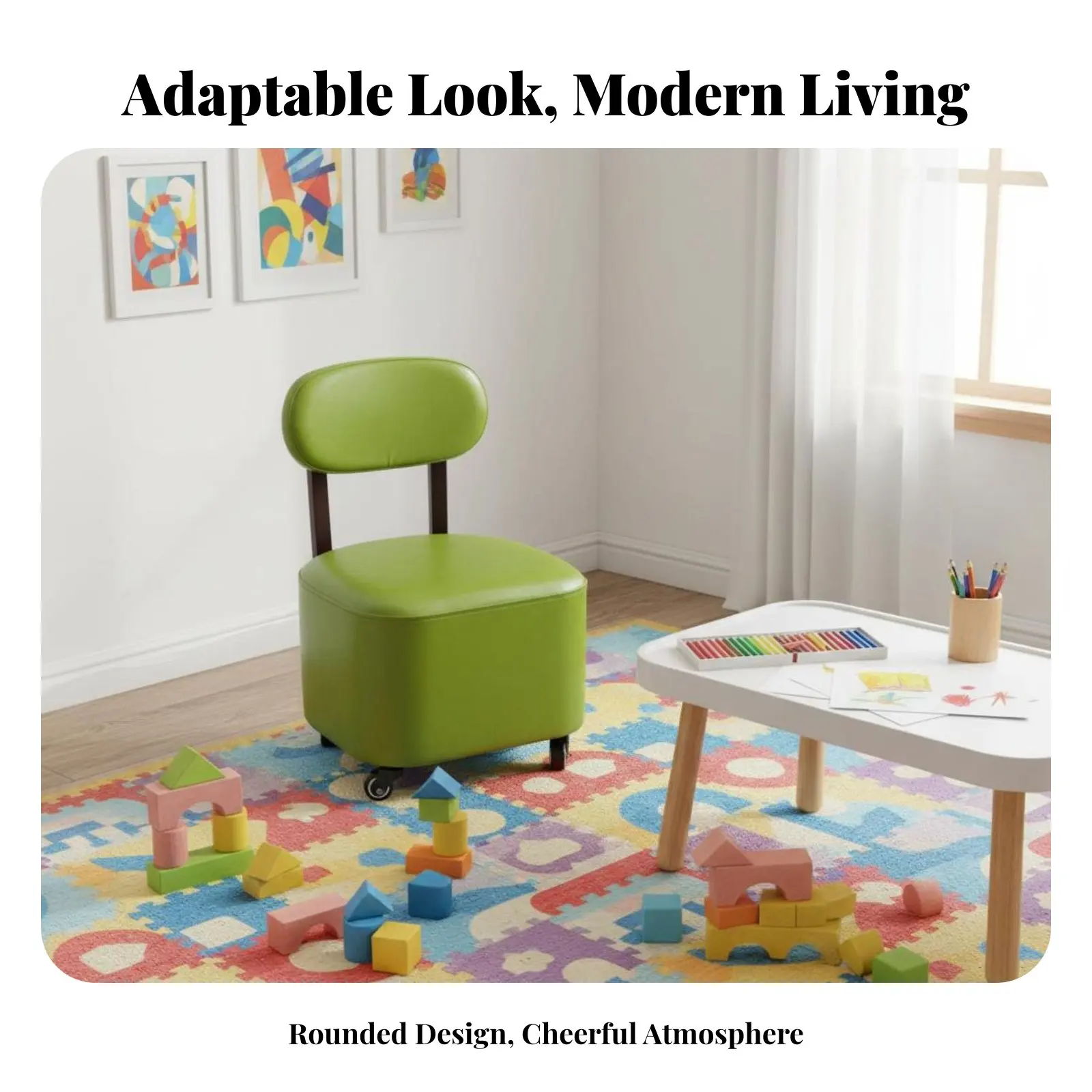 

Мягкое кресло на колесиках с подголовником, полностью вращающиеся колеса, низкий мягкий стул с подголовником, устойчивый к пятнам