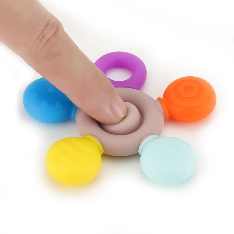 الطفل مضغ الملحقات هيلم الأطفال عضاضة حسية مع تصميم محكم الوليد الرضع القلق عضاضة سيليكون ألعاب التسنين #5