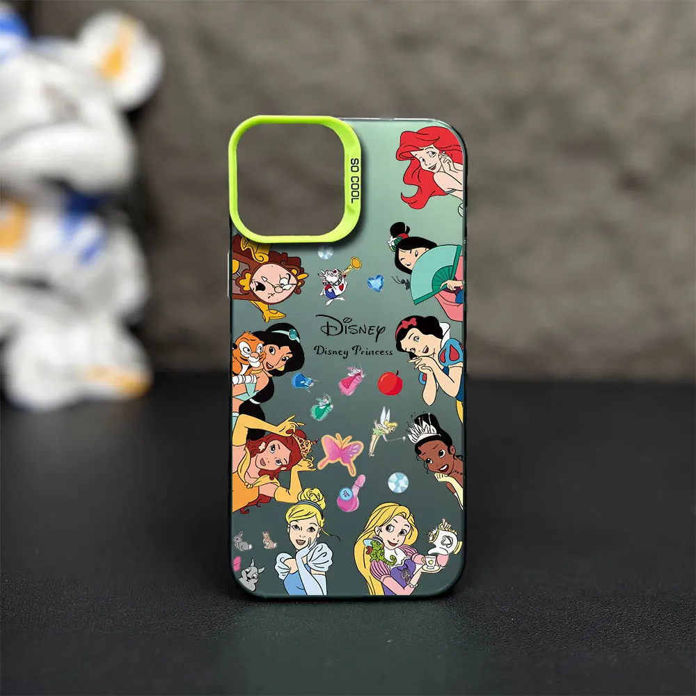 MINISO Disney Tangled Mulan Cartoon Y2K Printstream Phone Case for iPhone 12 11 13 IMD 14 15 16 Max Pro Plus Laser Cover