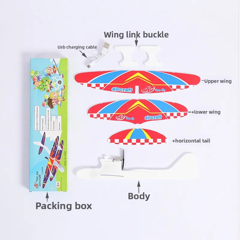 **Elektrisch tweedekkerzweefvliegtuig voor kinderen: USB oplaadbaar handspeelgoed van schuim voor buitenspelen