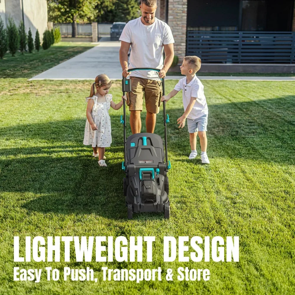 Tondeuse à gazon électrique sans fil, tondeuse à double lame 2x20V 16, réglages de 6 hauteur, piles 2x4.0Ah, coupe haute performance