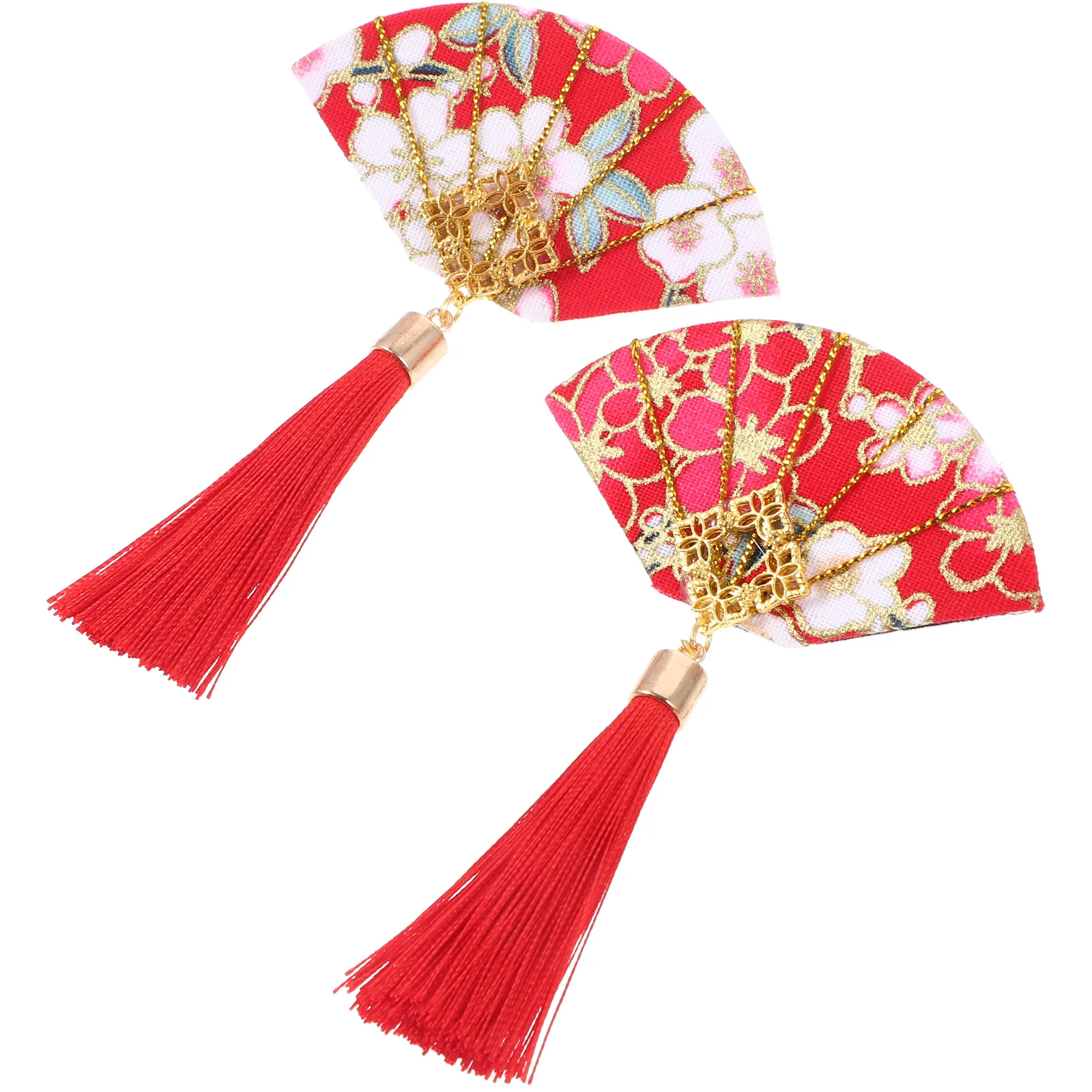 2 Pcs Japanese Hair Accessories Clips for Teens Tassel Hairpin Fabric Girls