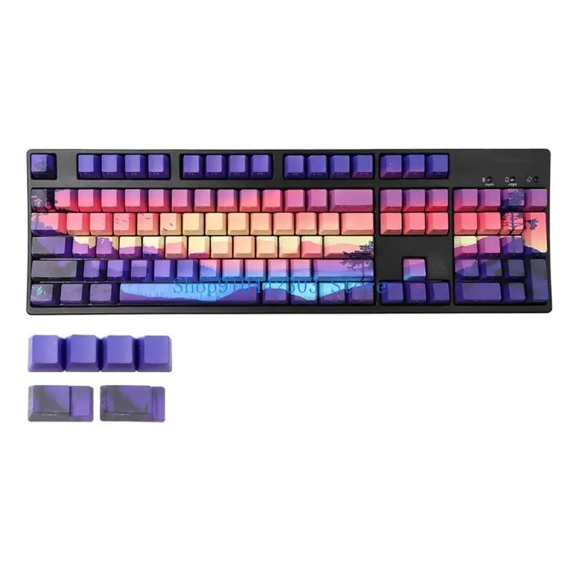 652F Sunsets Keycaps 128 Keys PBT Dye Sublimation OEM Profile for GH60 \ IKBC