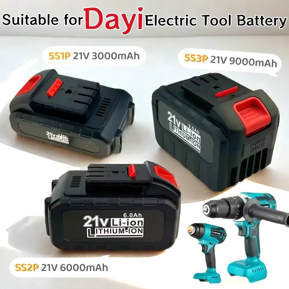 

21V 3000mAh/6000mAh/9000mAh Rechargeable Battery For Dayi Electric Saw Angle Grinder Lithium Battery Electric Wrench Tool